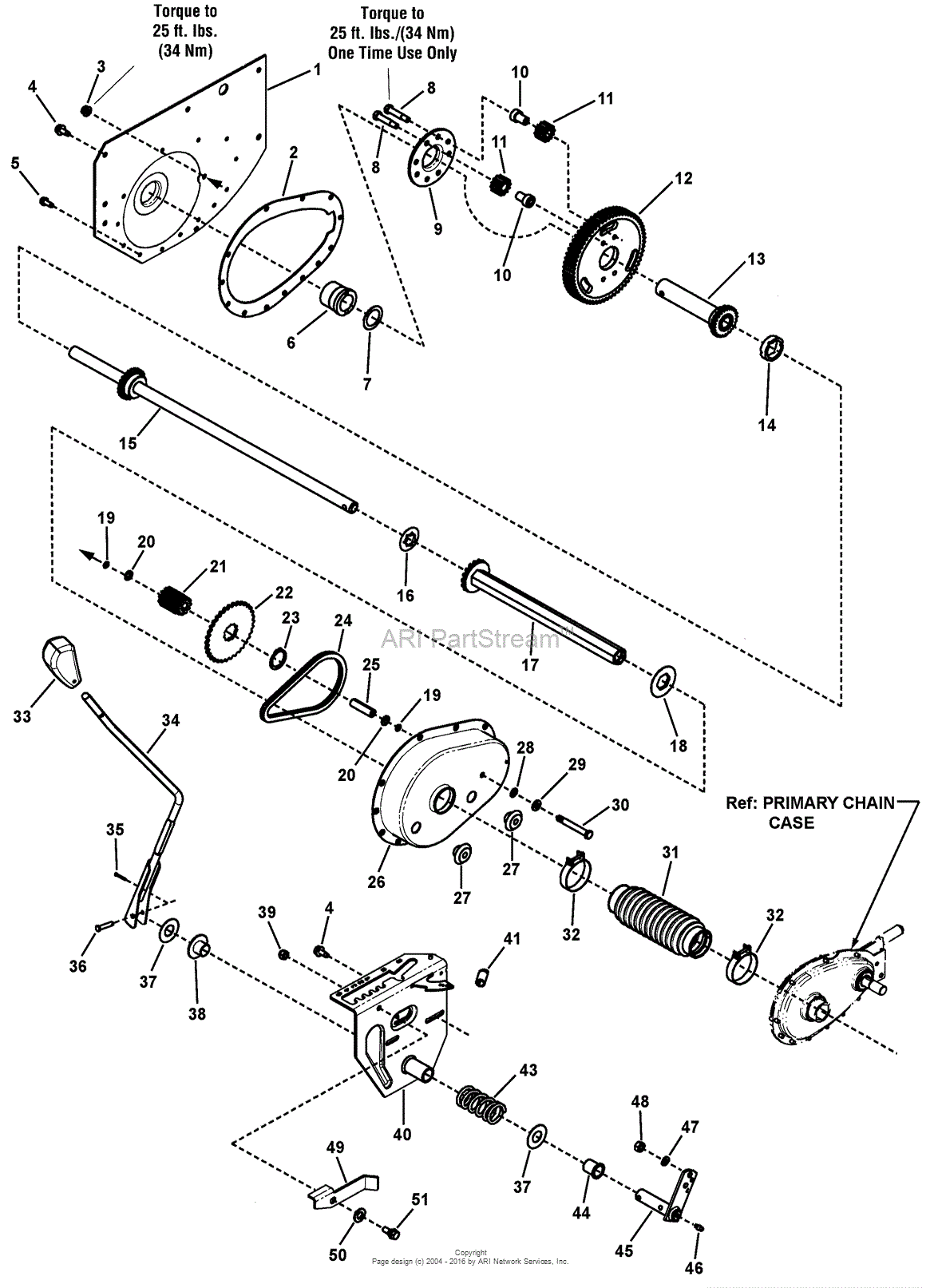 Snapper 2691383-00 - E3317525BVE, 33 17.5 HP Rear Engine Rider Euro Series  25 Parts Diagram for Primary Chain Case