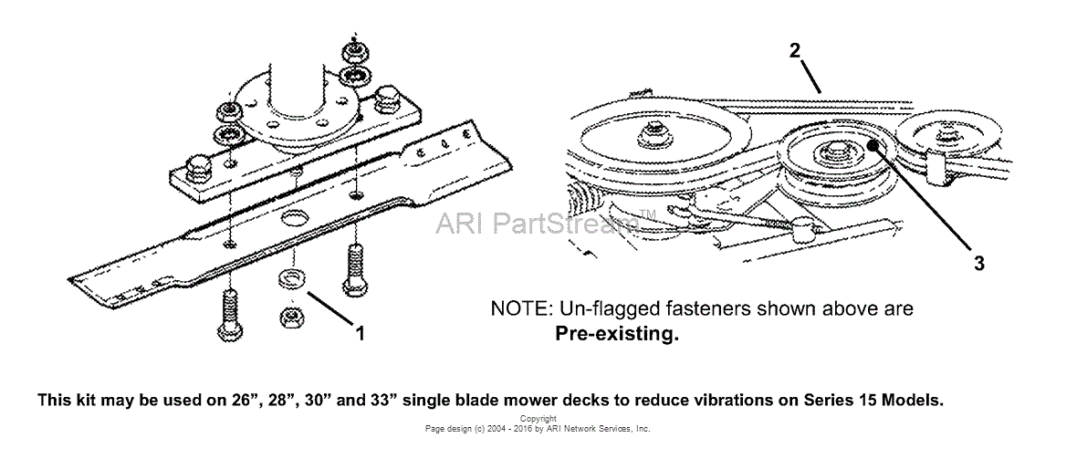 Snapper 7061975 Idler Pulley & Drive Belt Kit, R.E.R (Series 15