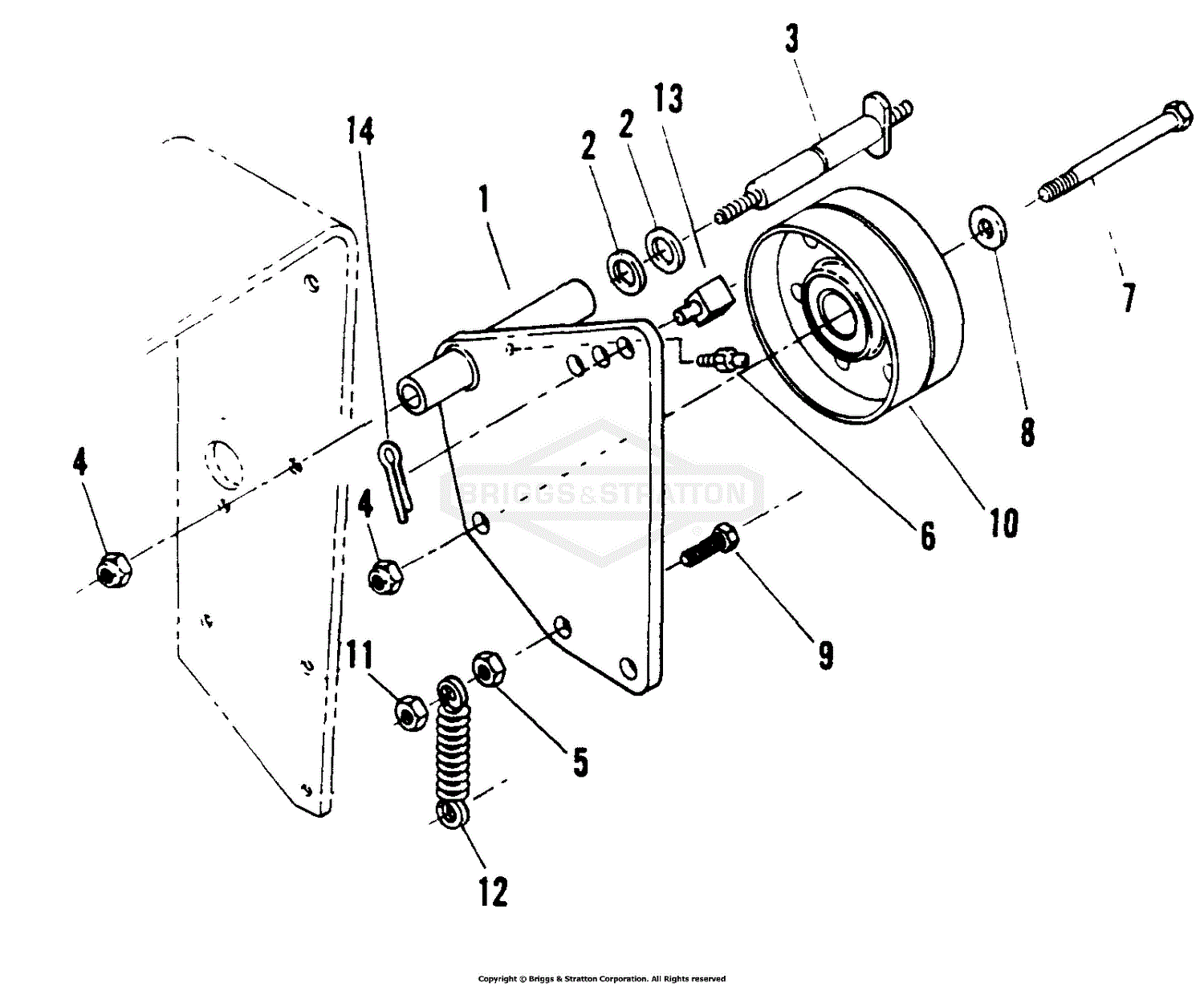 Snapper 80336 - PL7140KWV, 14 HP Pro Gear Drive Loop Handle Series 0 Parts  Diagram for R.H. Traction Pulley Assembly