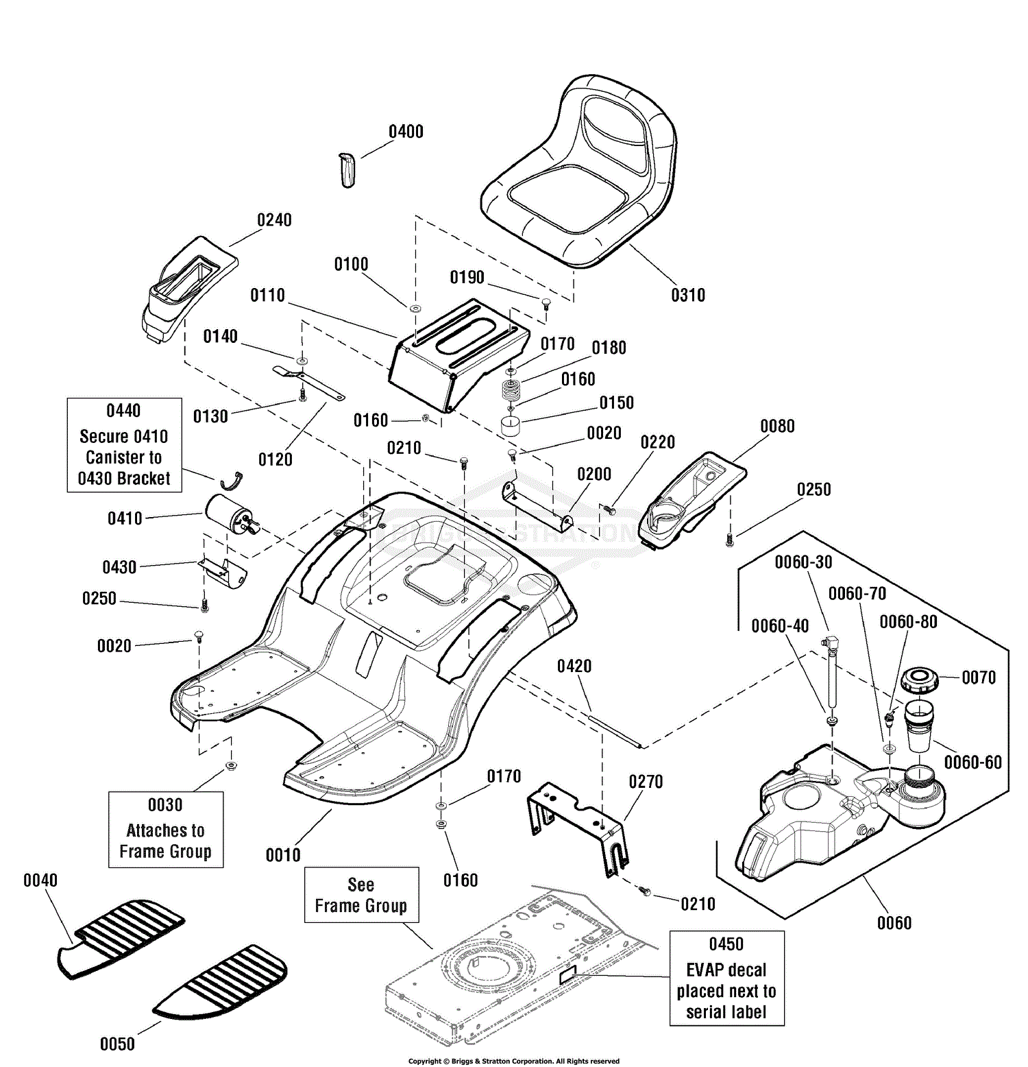 Snapper 2690945 Lt23420 42 23hp Lawn Tractor Lt125 Series Parts Diagram For Seat Deck And Fuel