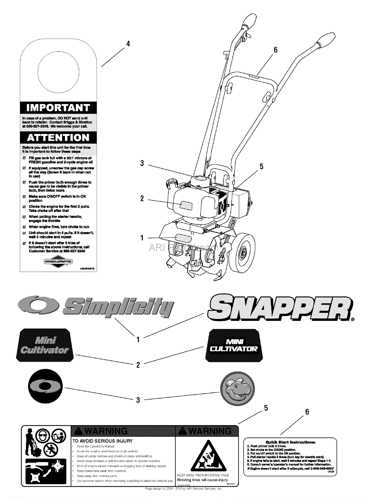 Snapper Mc43e  1695764  43cc 2 Cycle Mini Cultivator Parts
