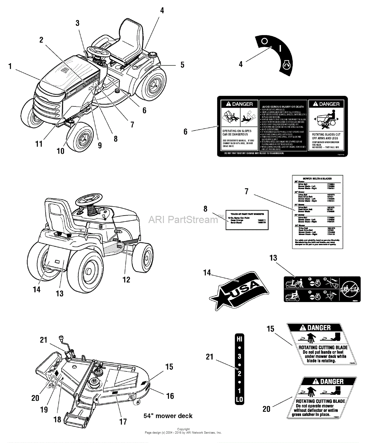 Snapper 2690118 Gt2354 54 23 Hp Hydro Drive Garden Tractor Parts