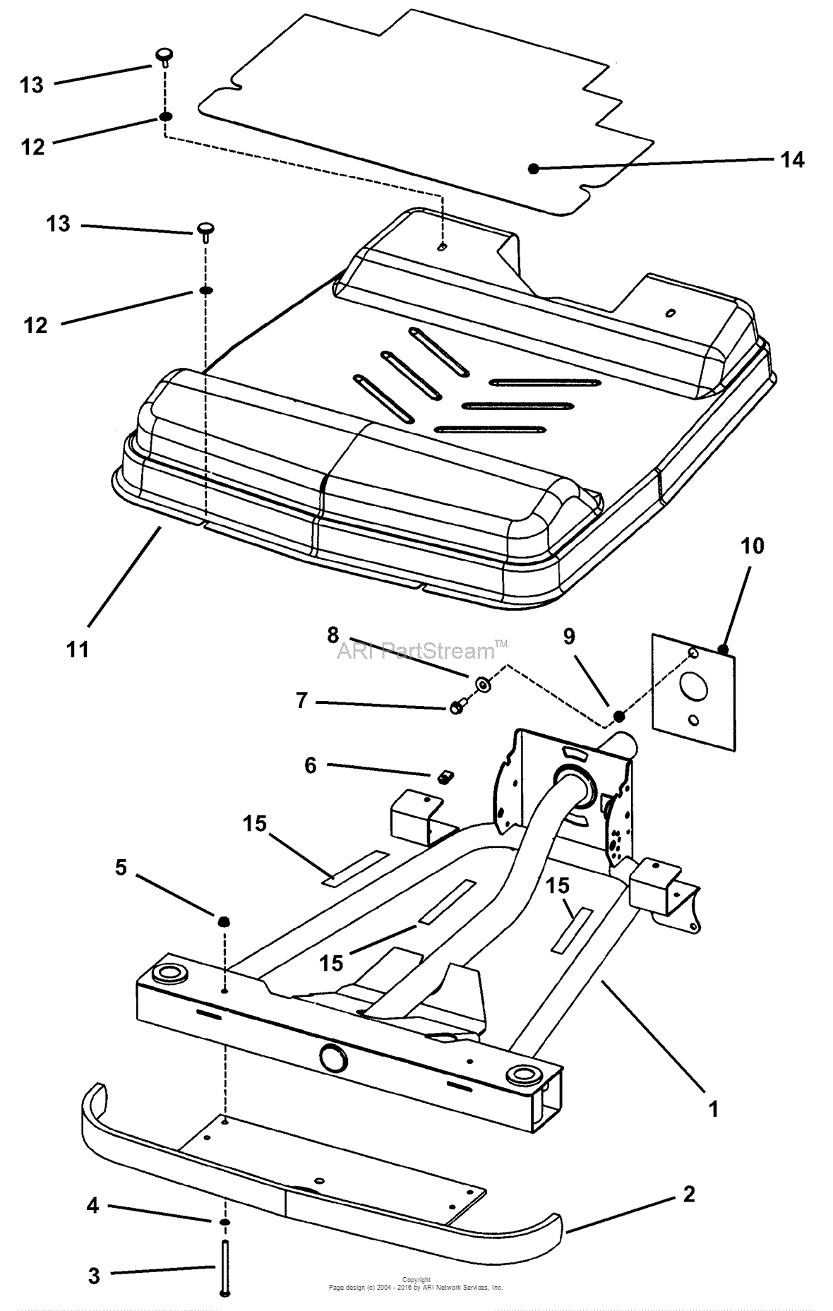 Snapper Hzs15422kve 42 15 Hp Ztr Yard Cruiser Series 2 Parts Diagram For Front Frame And Cover 2249