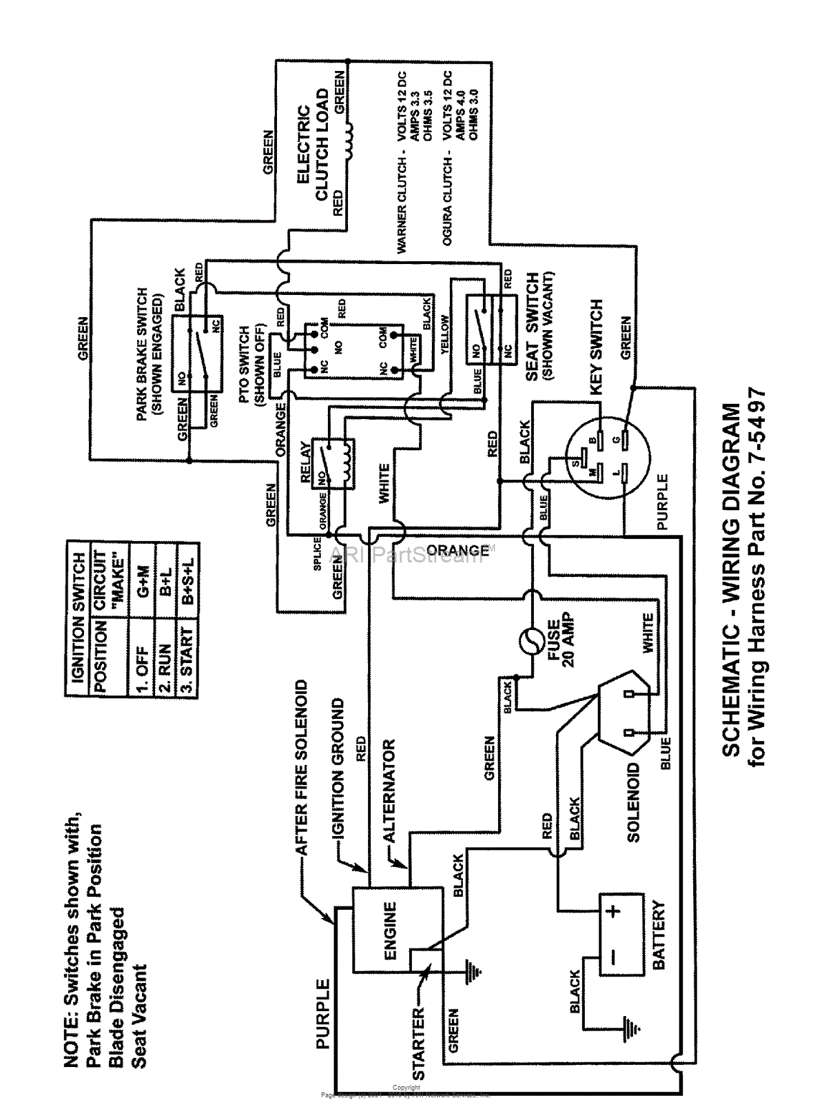 Snapper YZ18386BVE (85694) 38" 18 HP ZTR Scrambler Series 6 Parts Diagram for WIRING SCHEMATIC