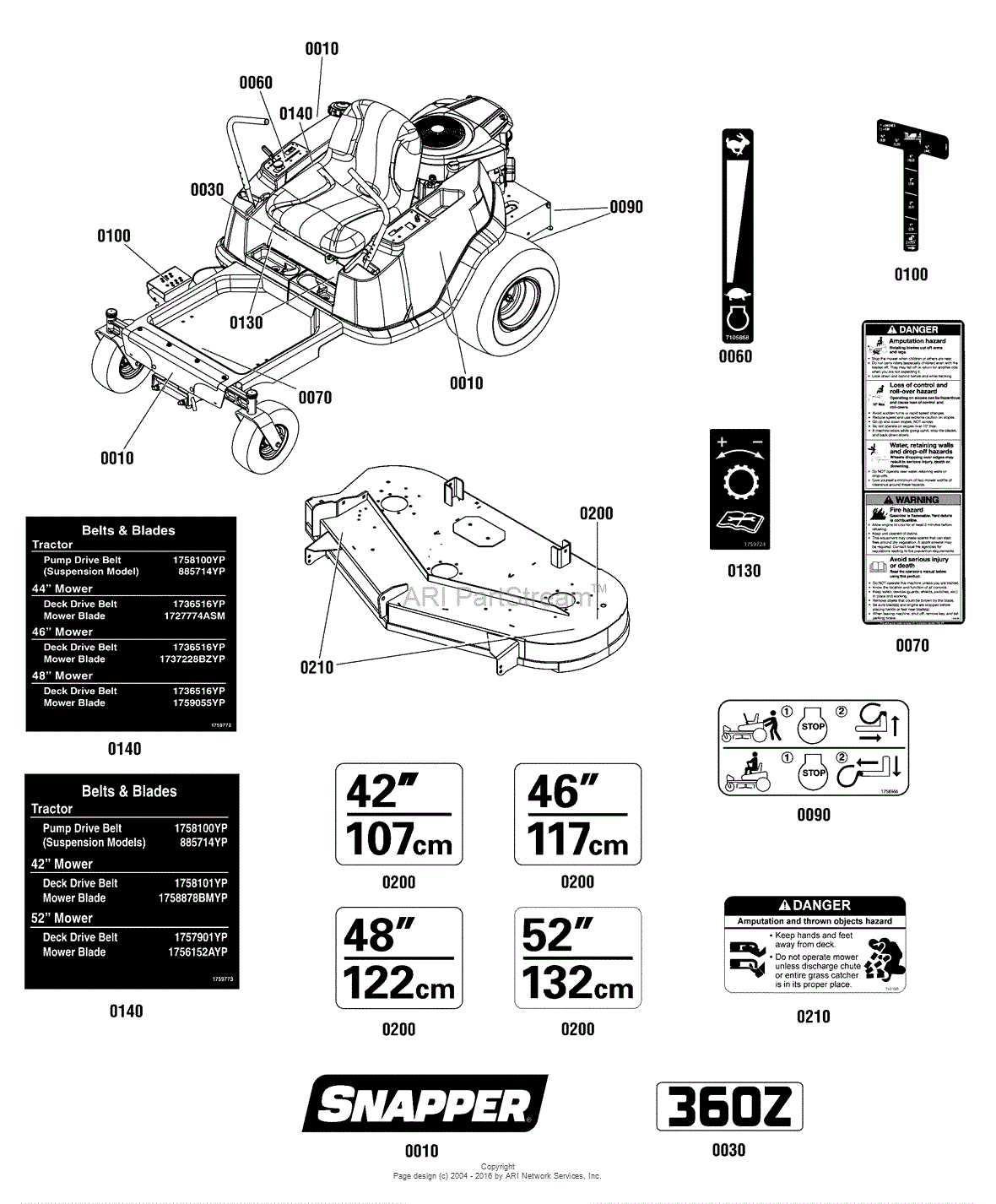 Snapper 360z best sale 42 belt diagram