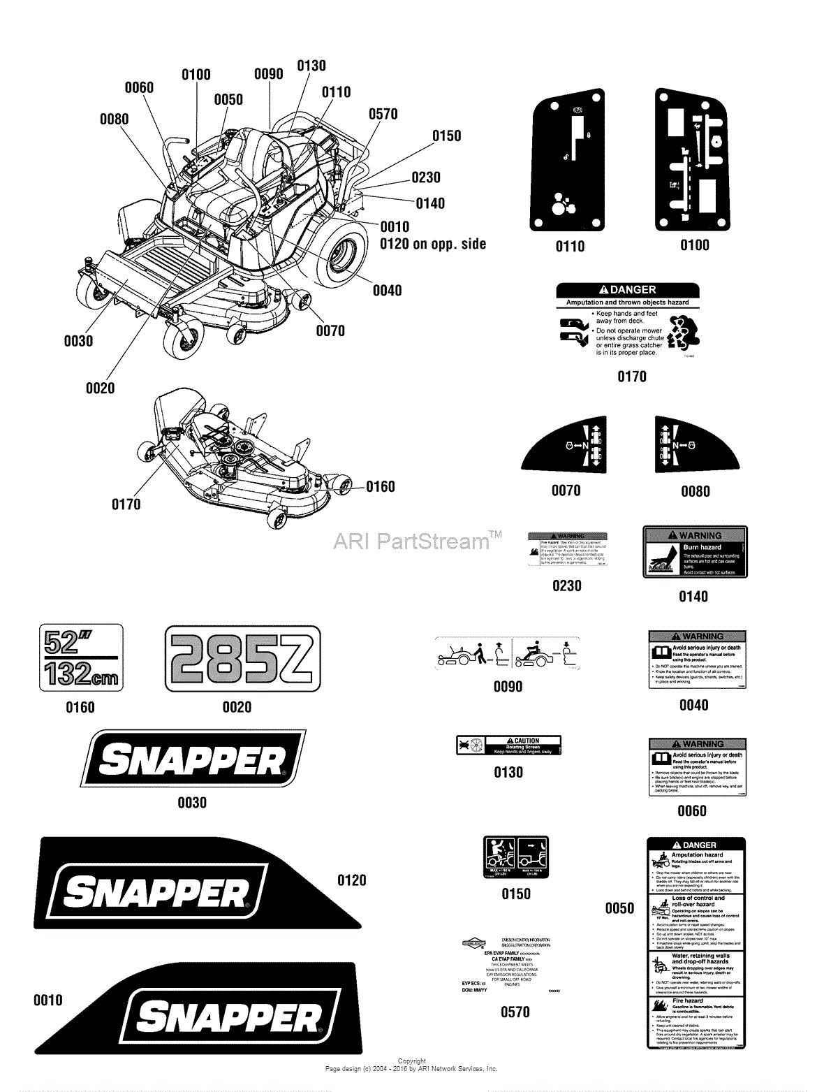 Snapper 285z best sale 52 deck