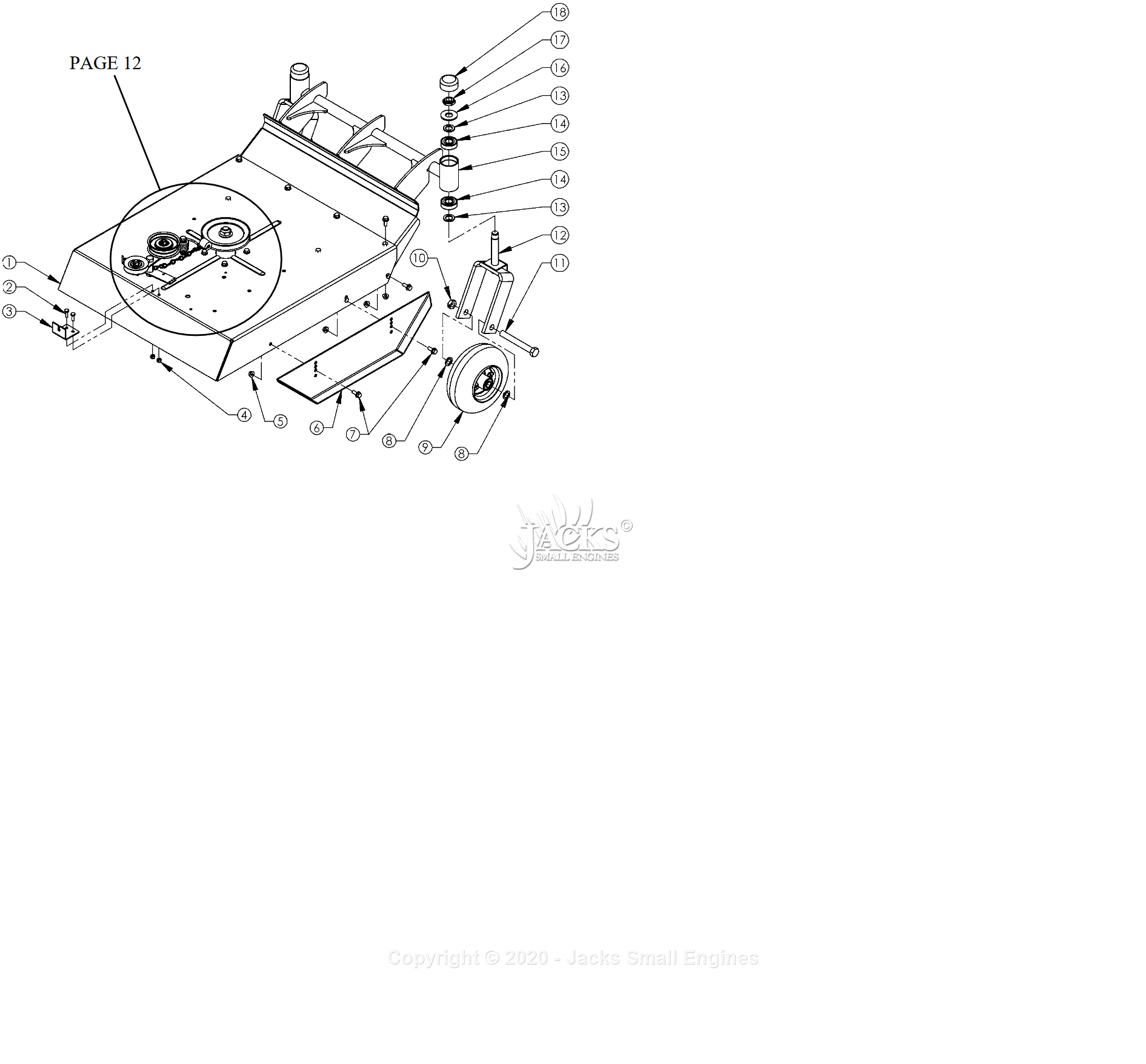 Swisher Wberc11524c Parts Diagram For Deck And Caster Assembly 