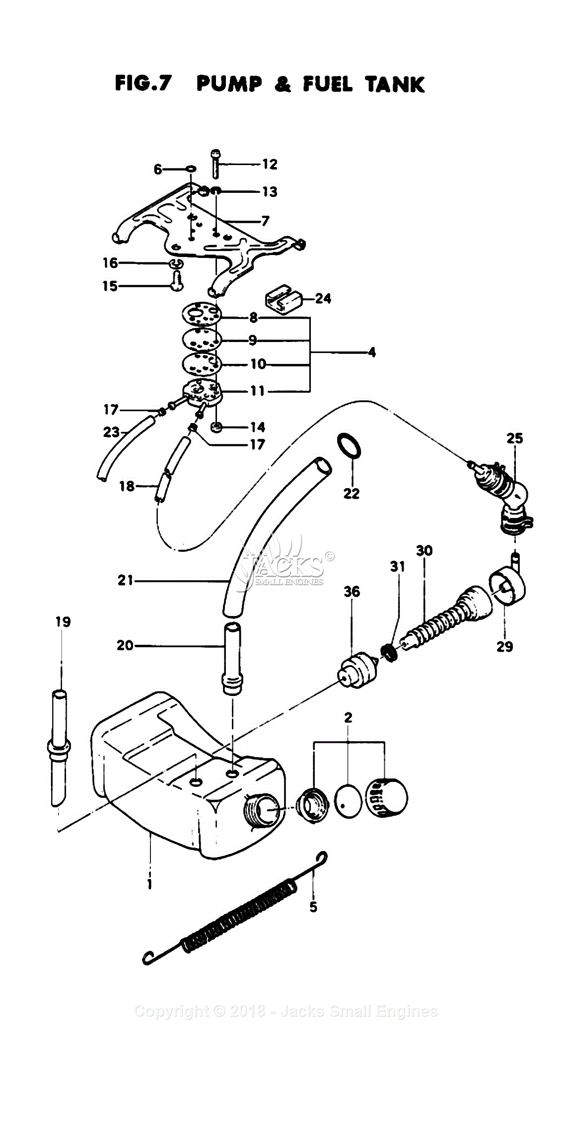 Tanaka QEG-250 Parts Diagram for Assembly 7 - Pump & Fuel Tank