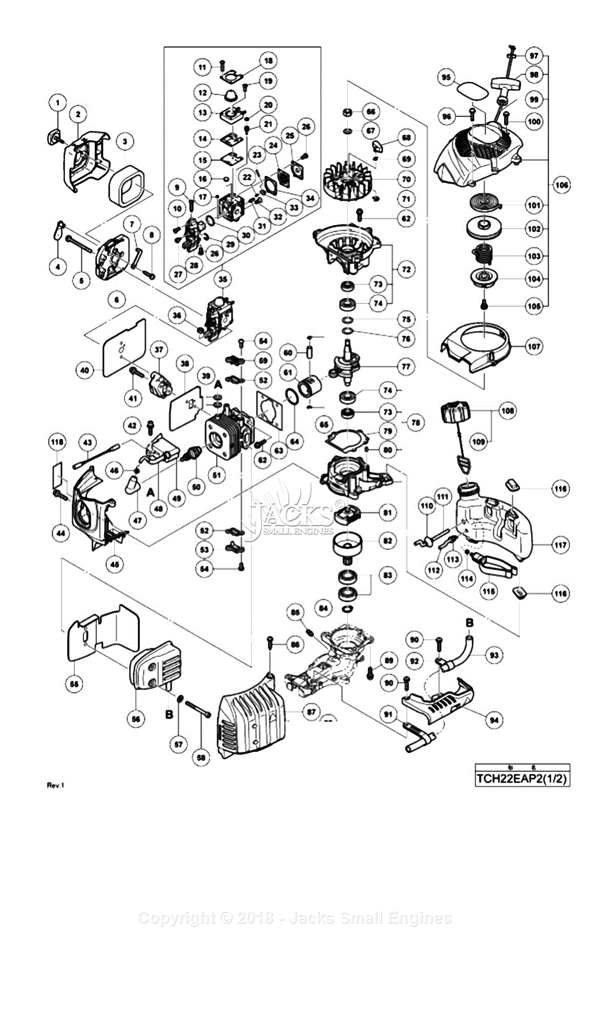 Tanaka TCH22EAP2 Parts Diagram for Assembly 1 - Engine 1