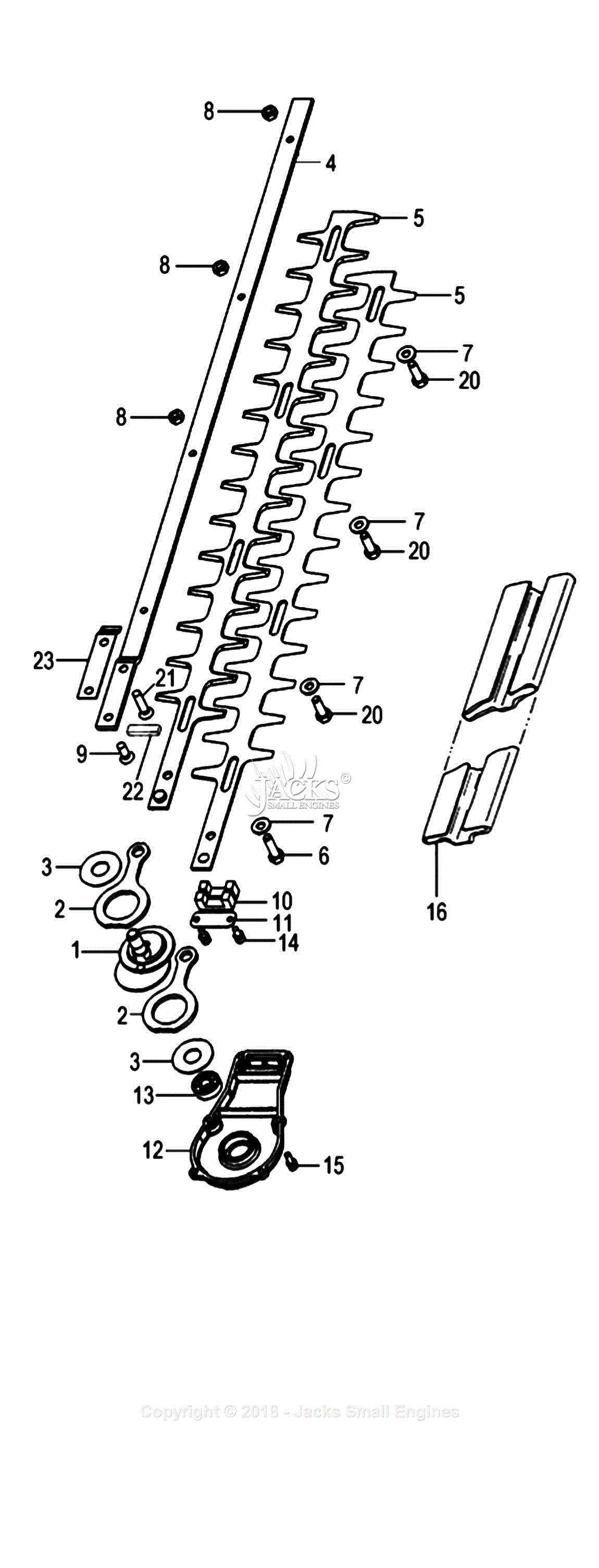 Tanaka TPH-260PF Parts Diagram for Assembly 10 - Blades, Cam Rods, Cam