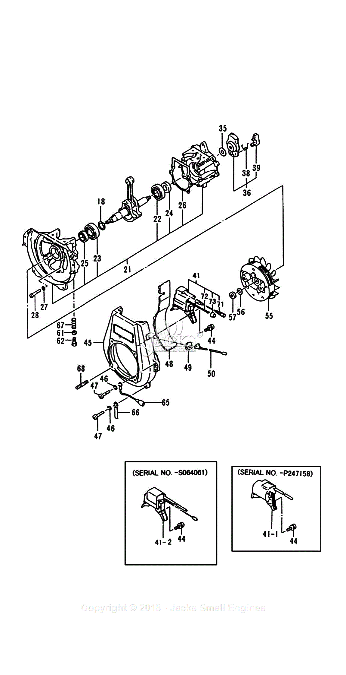 Tanaka TIA-340 Parts Diagram for Assembly 2 - Crankcase, Ignition, Flywheel