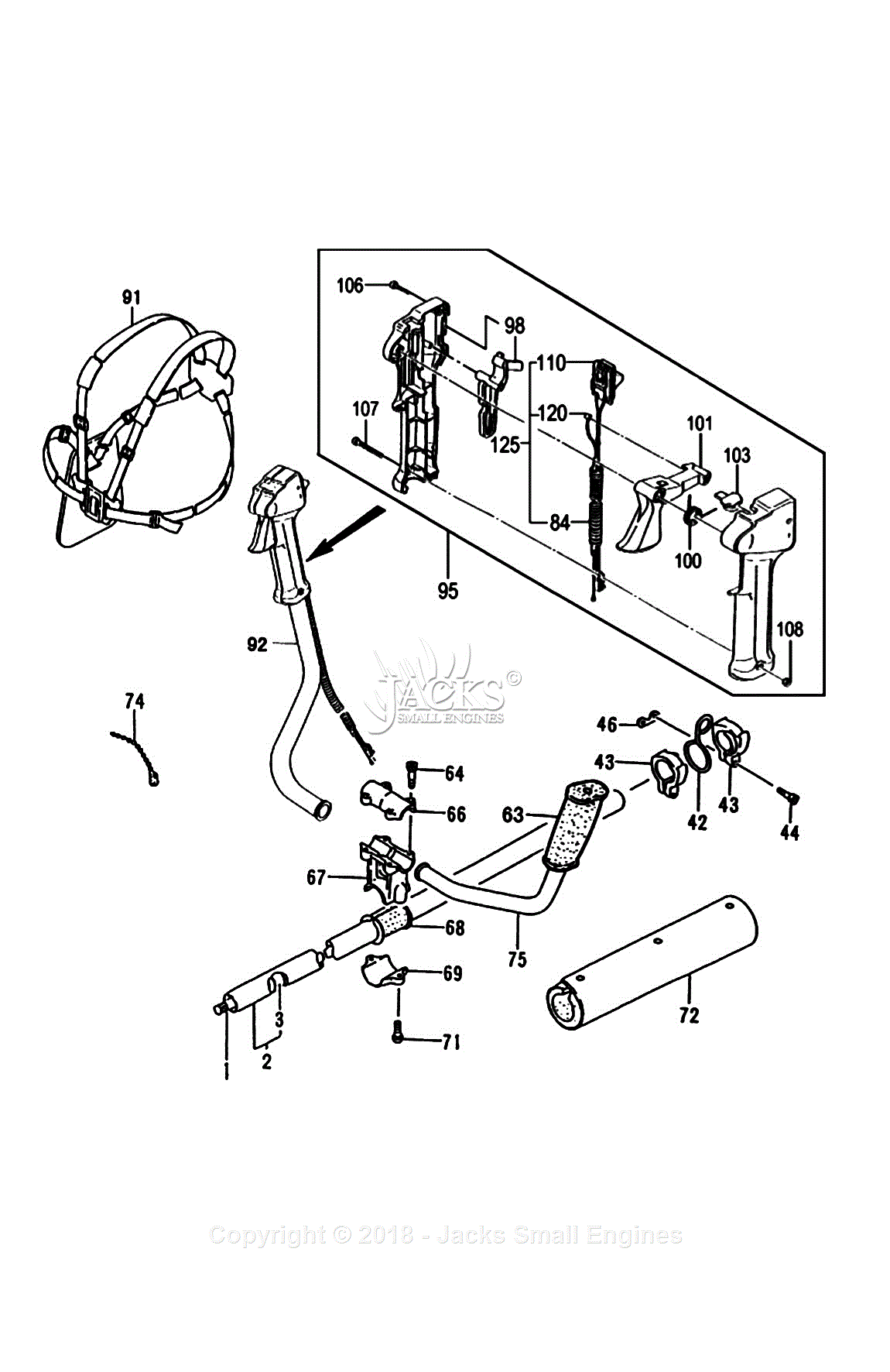 Tanaka TBC-340D Parts Diagram for Assembly 7 - Handle, Throttle Lever ...