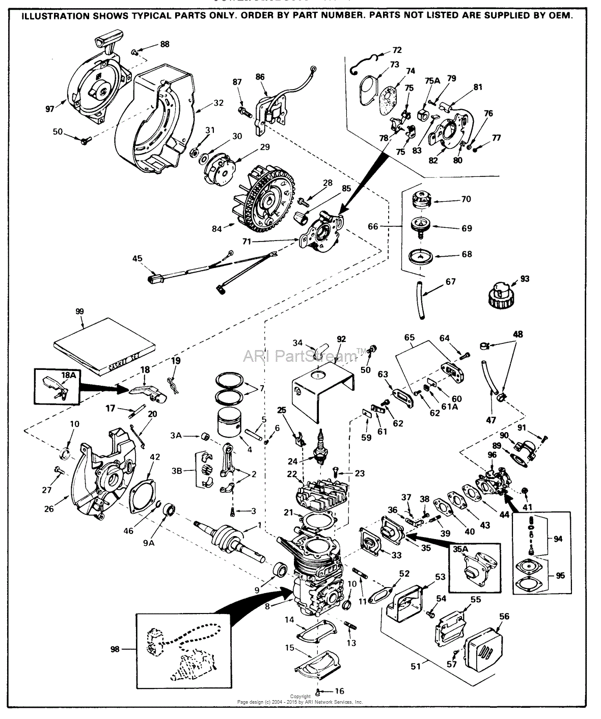 Tecumseh AH520-1610 Parts Diagram for Engine Parts List