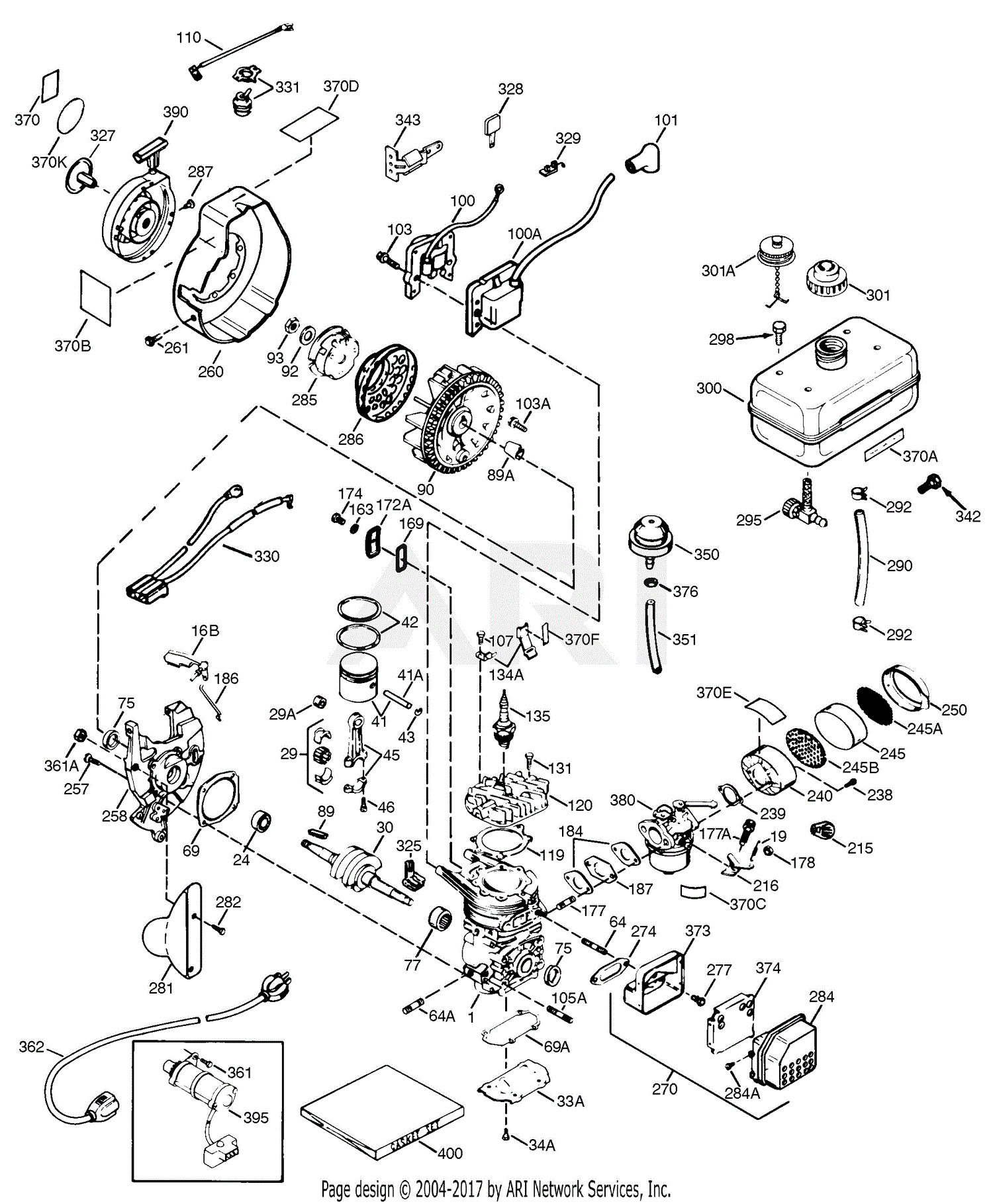 Tecumseh HSK600-1627T 1627T-HSK600 Parts Diagram for Engine Parts List #1
