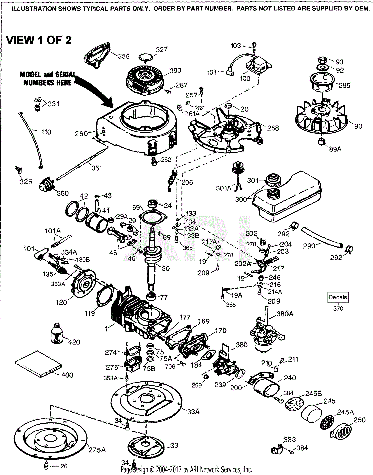 Tecumseh AV520-670000J 670000J-AV520 Parts Diagram for Engine Parts List #1