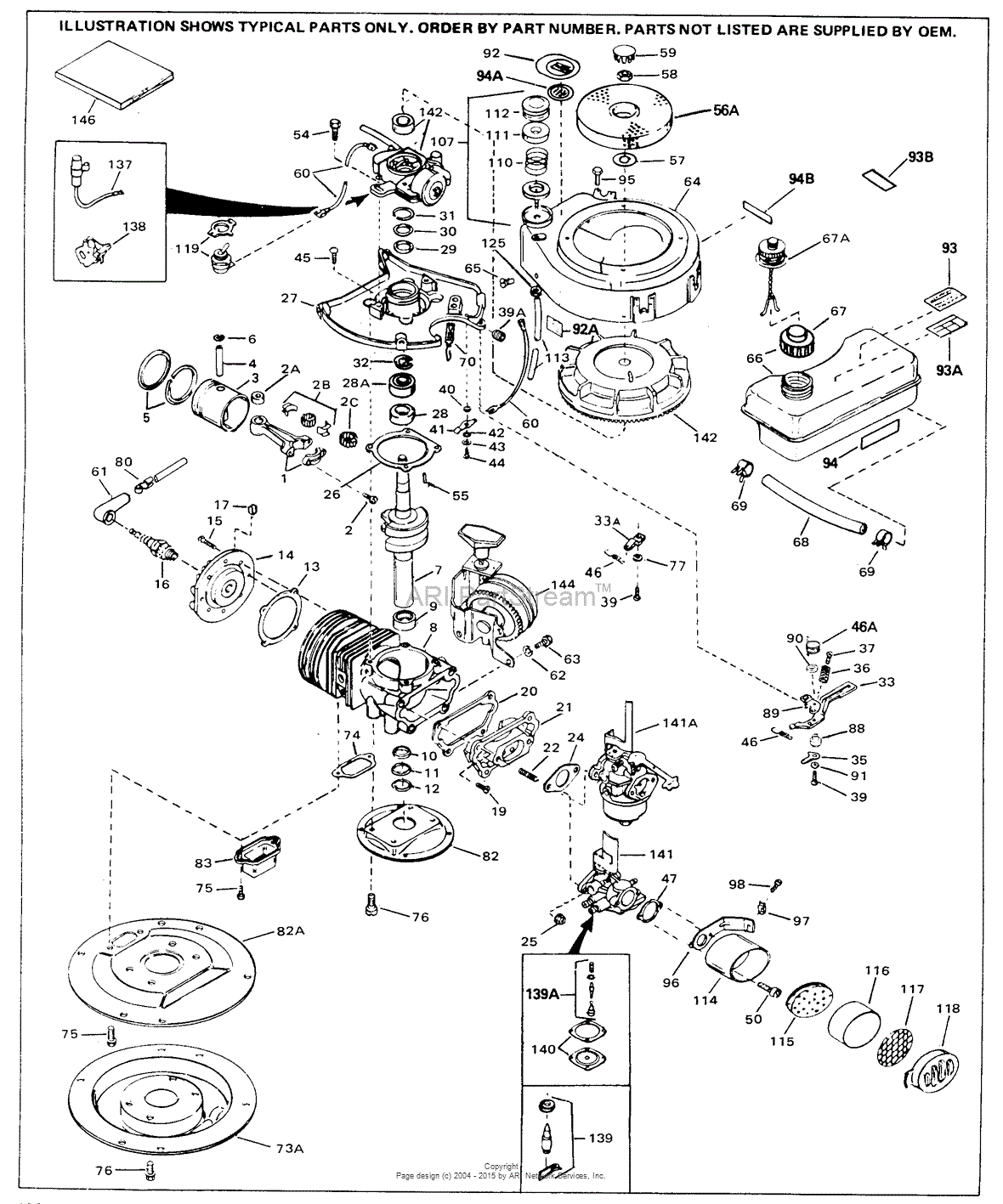 Tecumseh AV600-660-16A Parts Diagram for Engine Parts List #1