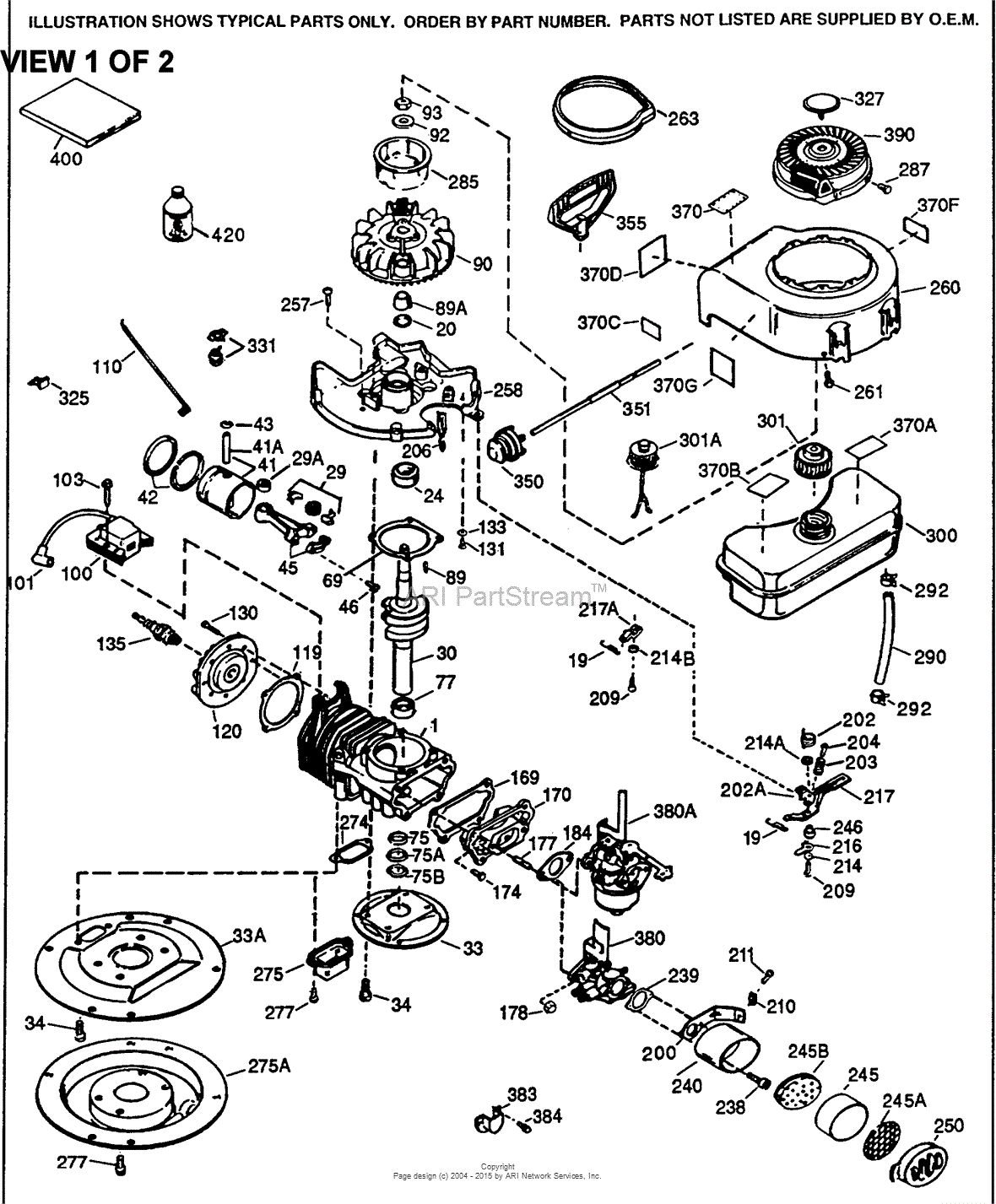 Tecumseh AV600-660-16B Parts Diagram for Engine Parts List #1