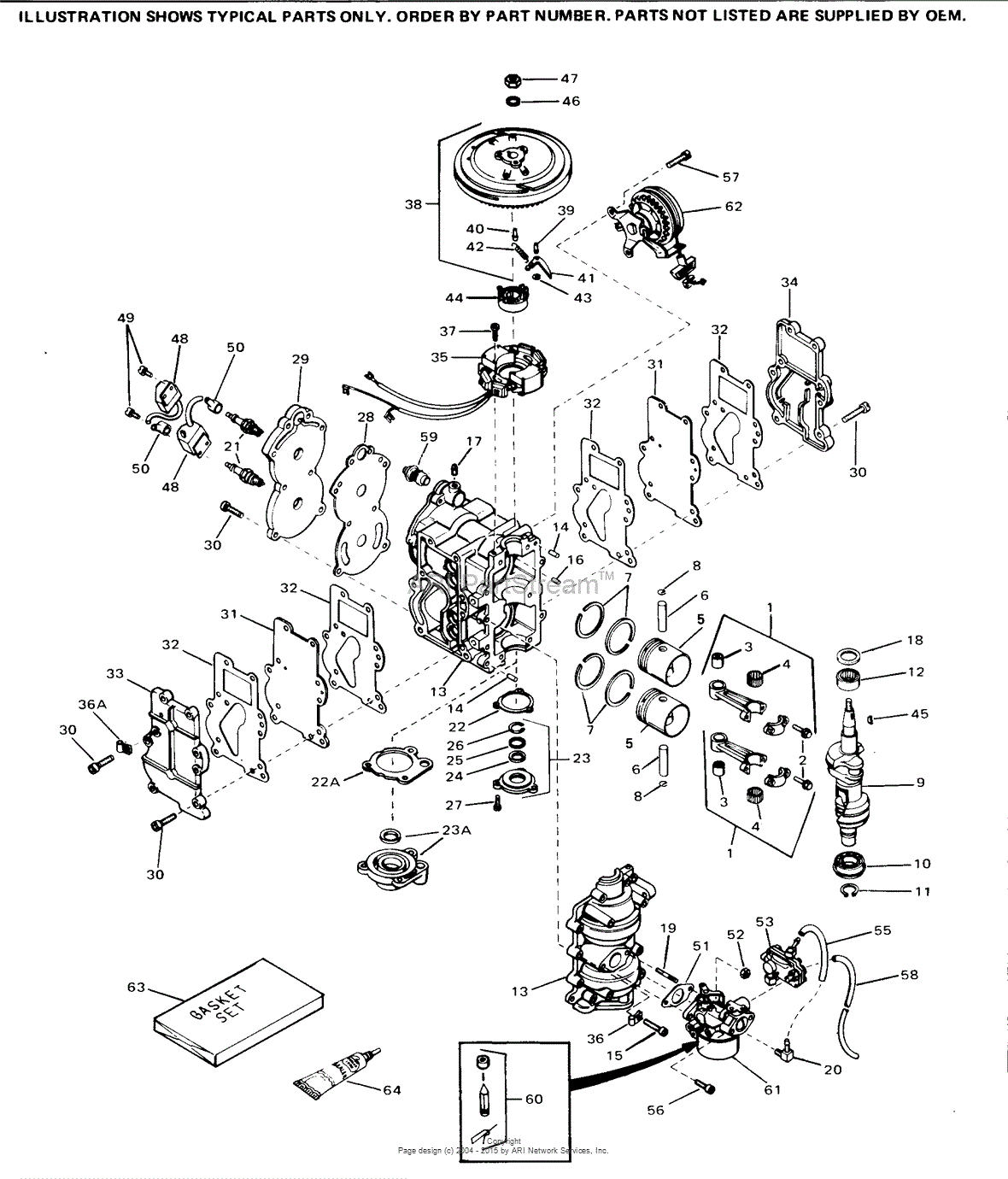 Tecumseh BV1500-380 Parts Diagram for Engine Parts List