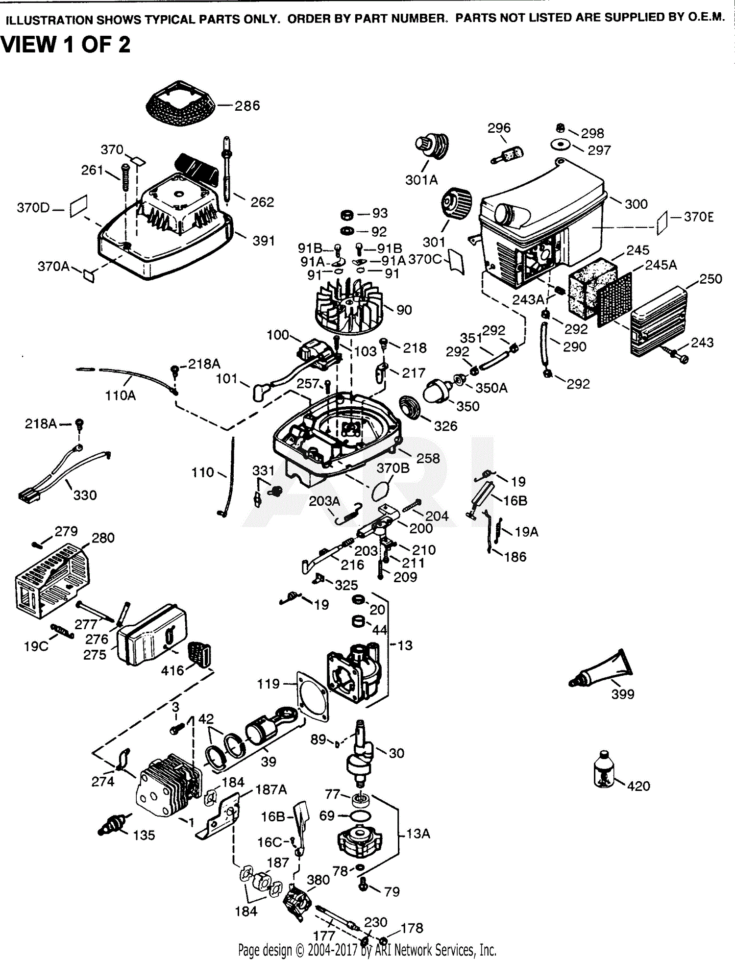 Tecumseh TC300-3141C 3141C-TC300 Parts Diagram for Engine Parts List #1