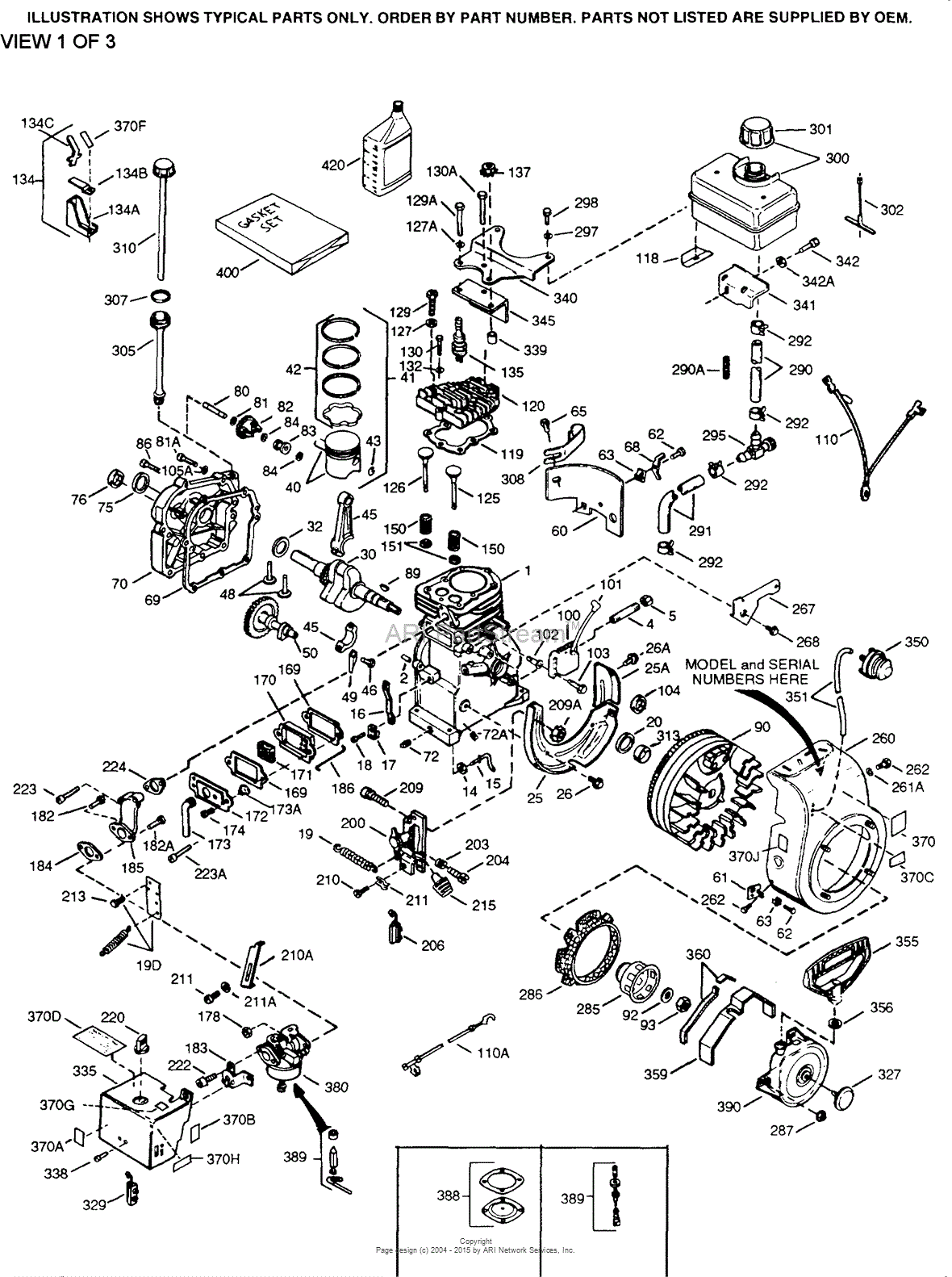 Tecumseh H3545620S Parts Diagram for Engine Parts List 1