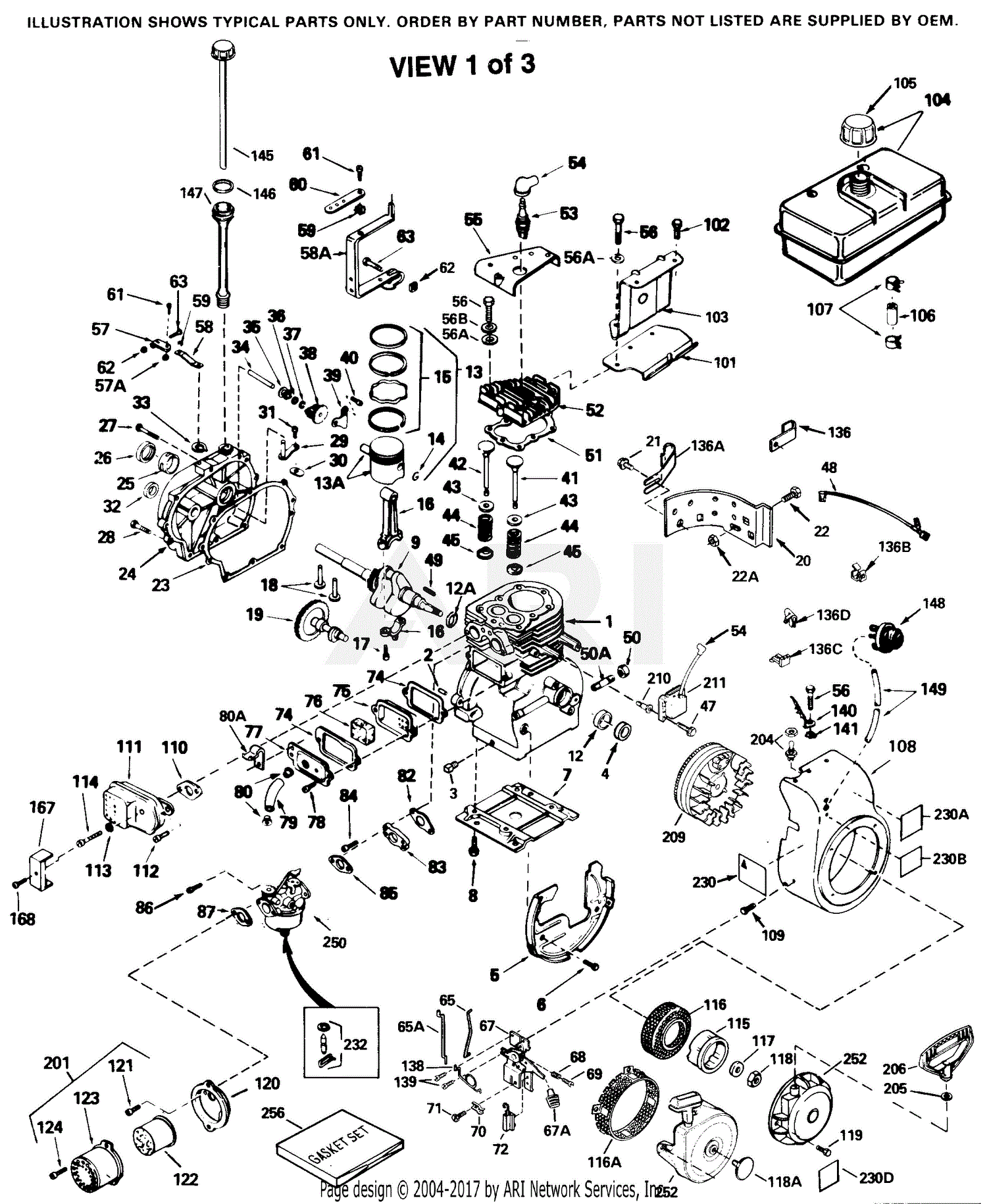 Tecumseh H50-65483R 65483R-H50 Parts Diagram for Engine Parts List #1