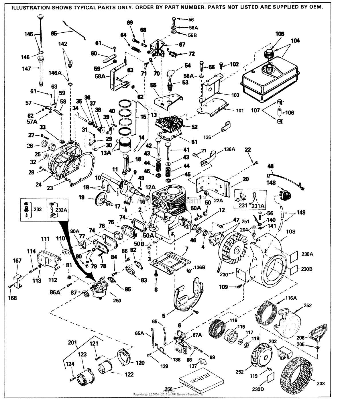 Tecumseh H60-75460N Parts Diagram for Engine Parts List #1.