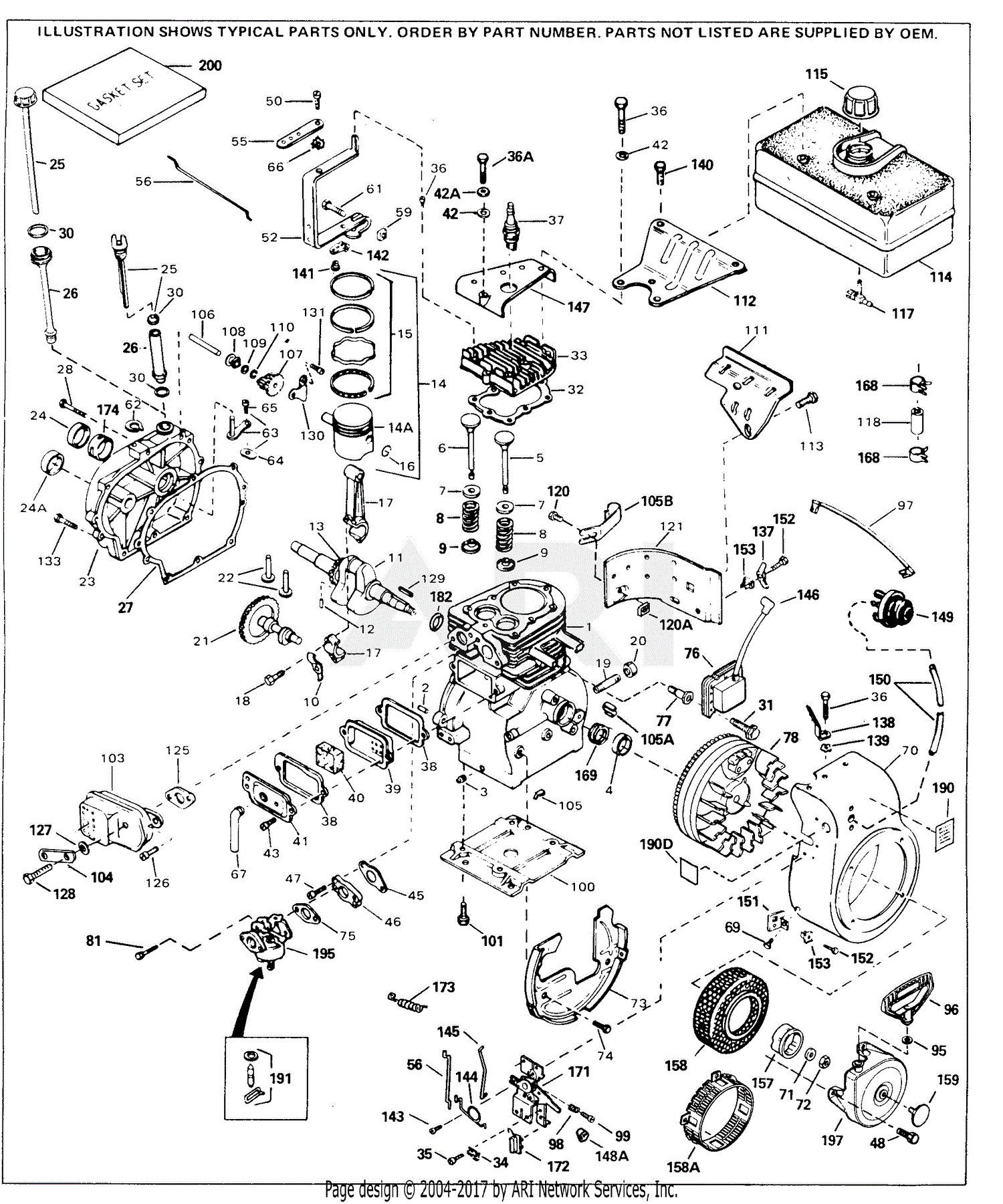 Tecumseh H70-130266L 130266L-H70 Parts Diagram for Engine Parts List #1