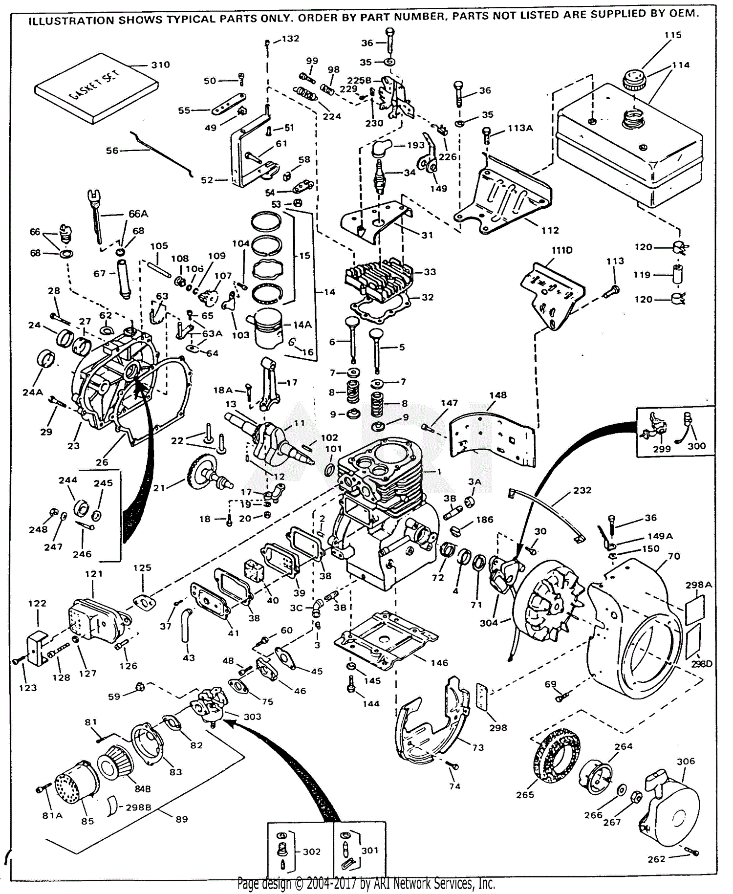 Tecumseh HH60-105100F 105100F-HH60 Parts Diagram for Engine Parts List #1