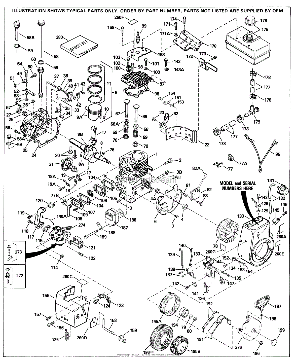 Tecumseh HM70132000 Parts Diagram for Engine Parts List 1