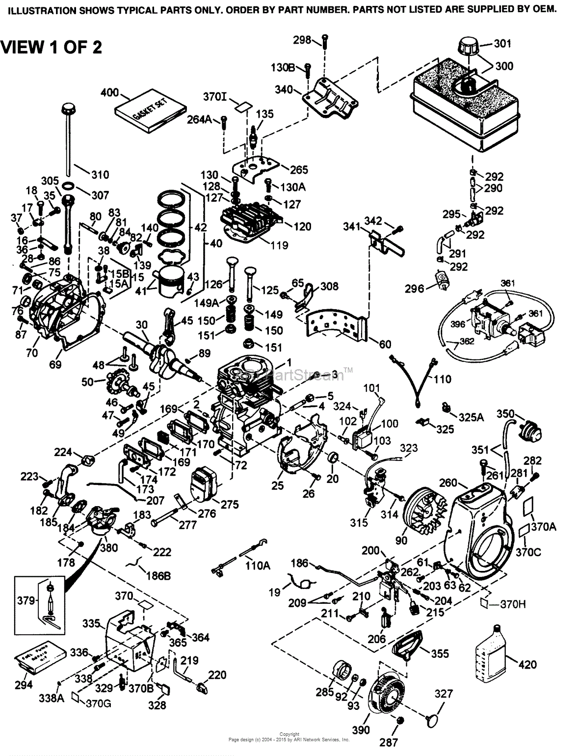 Tecumseh HMSK100159392W Parts Diagram for Engine Parts List 1