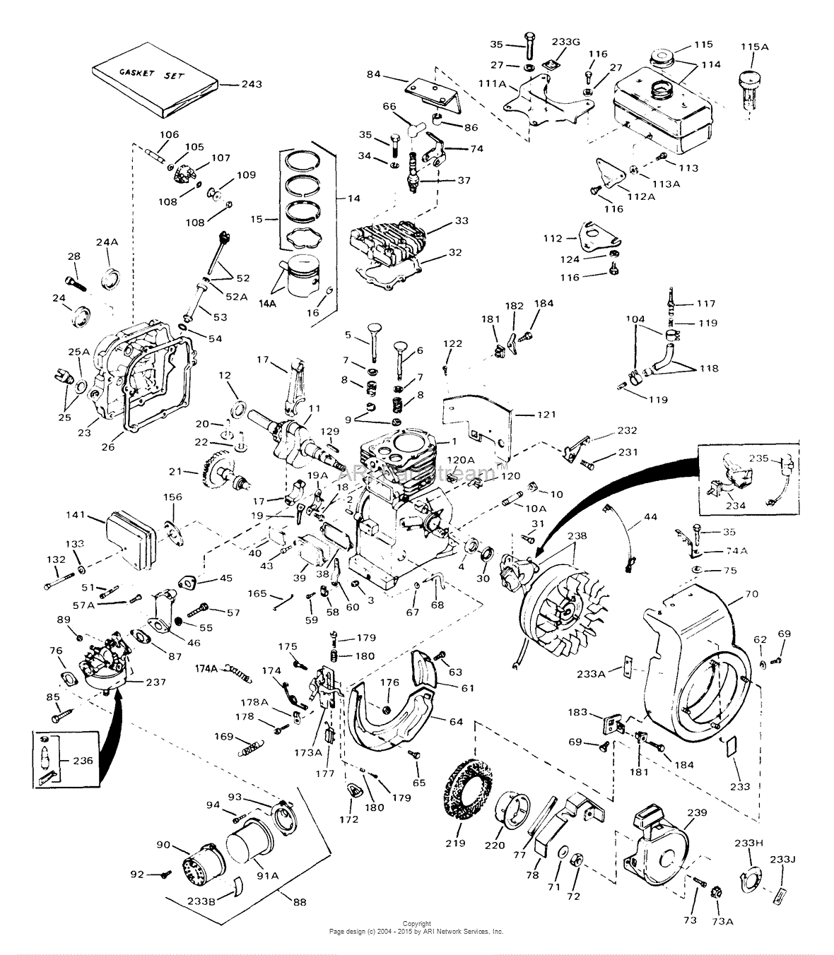 Tecumseh HS40-55356C Parts Diagram for Engine Parts List #1