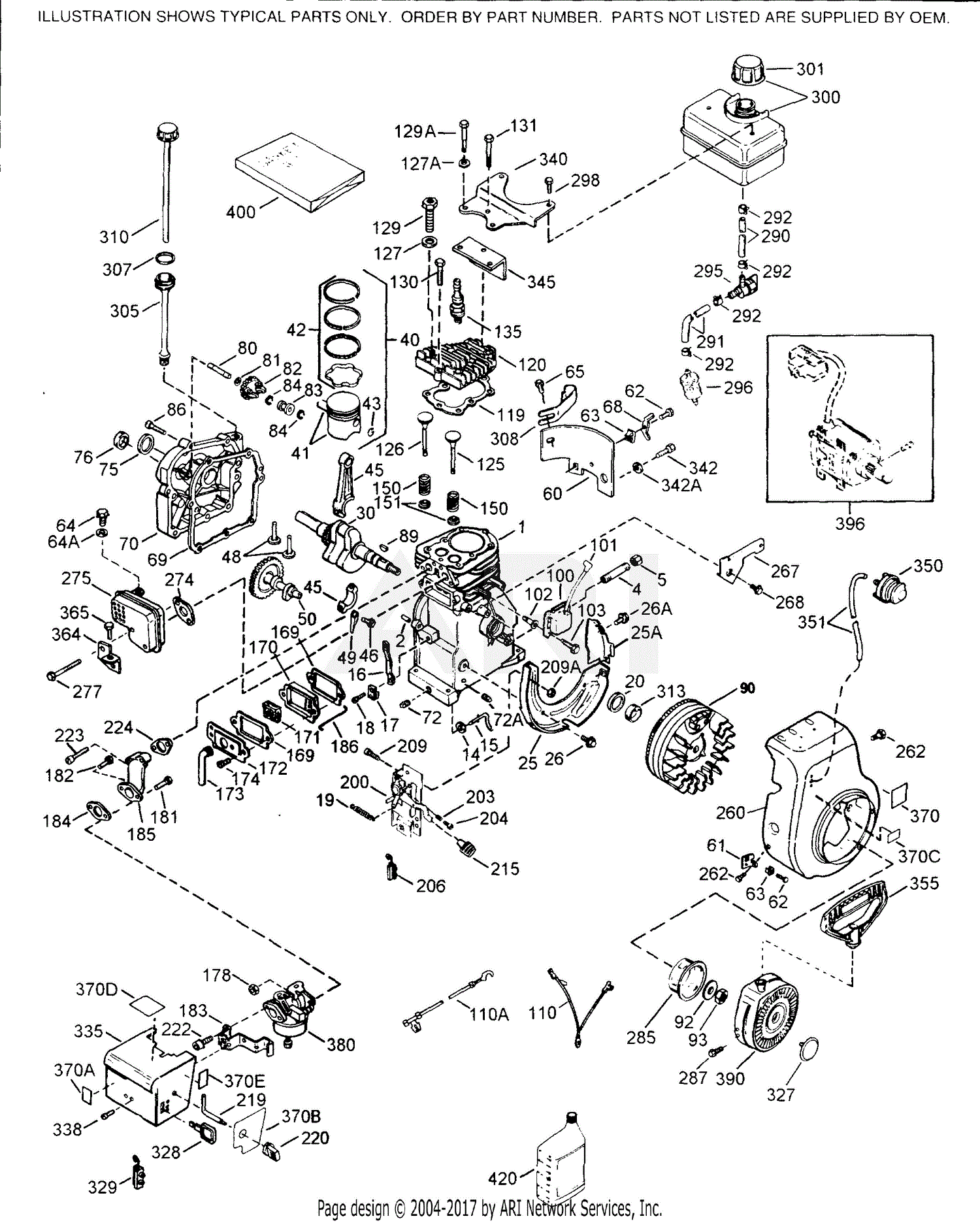 Tecumseh HSSK50-67366M 67366M-HSSK50 Parts Diagram for Engine Parts List