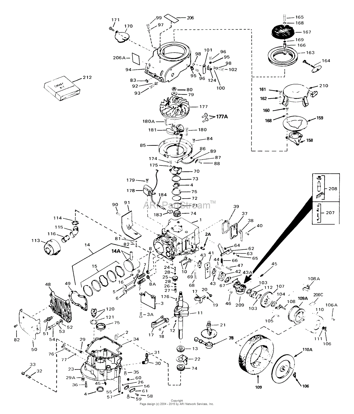 Tecumseh VH100-149004 Parts Diagram for Engine Parts List #1