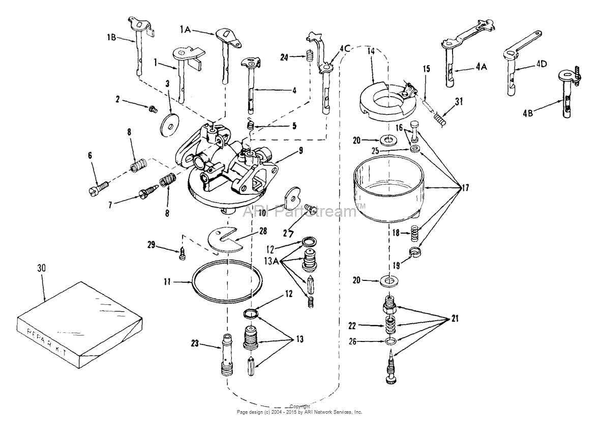 Tecumseh CA630942 Parts Diagram for Carburetor