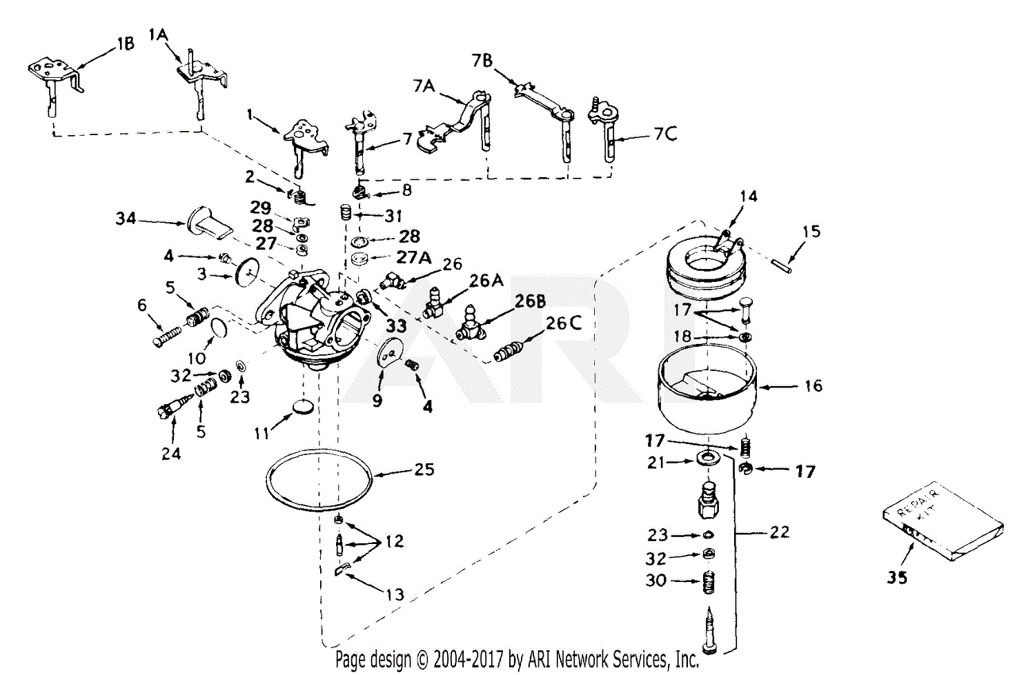 Tecumseh CA-631165 631165-CA Parts Diagram for Carburetor