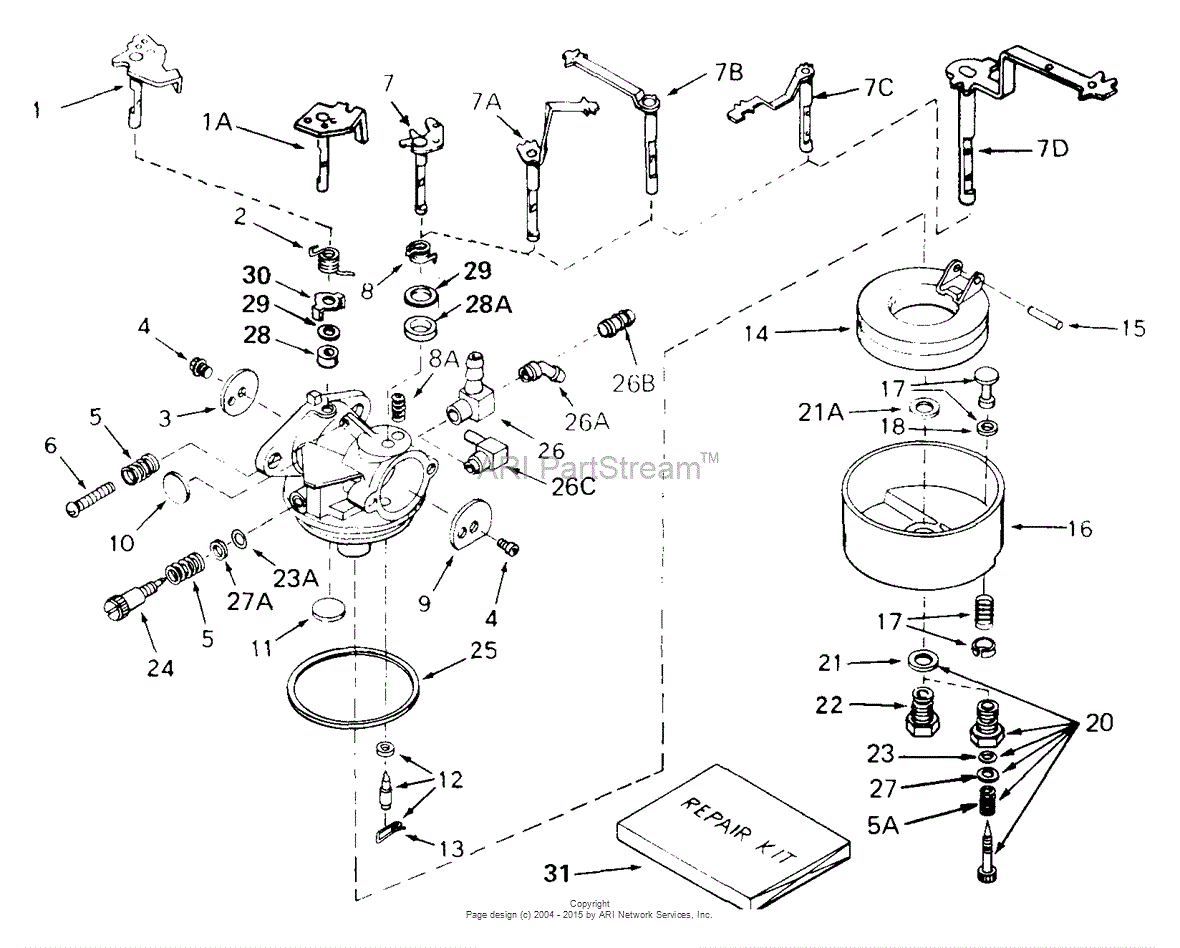 Tecumseh CA-631711 Parts Diagram for Carburetor