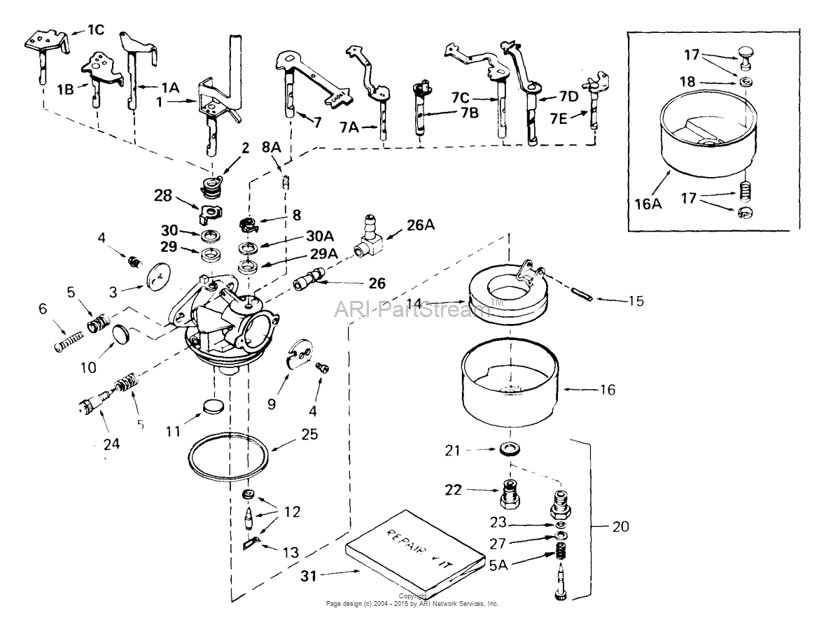 Tecumseh CA-631774A Parts Diagram for Carburetor