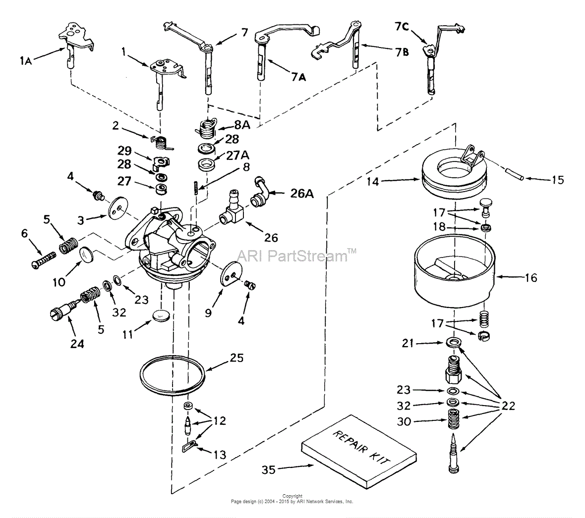 Tecumseh CA-631848 Parts Diagram for Carburetor