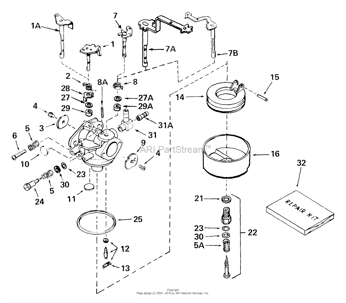 Tecumseh CA-631977 Parts Diagram for Carburetor