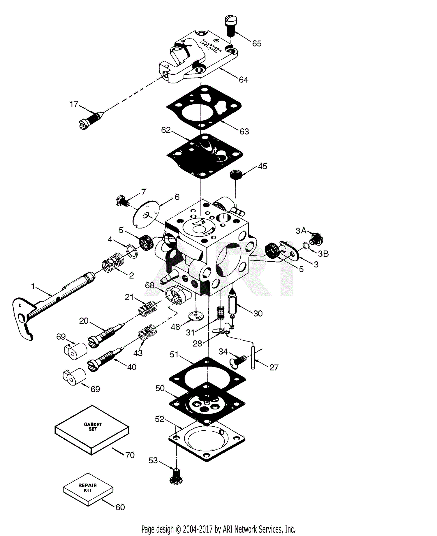 Tecumseh TEC-640901 640901-TEC HU-114D Mfg. No. Parts Diagram for 