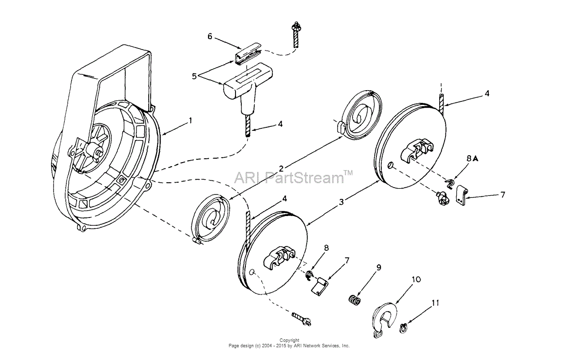 Tecumseh RS-590464A Parts Diagram for Recoil Starter tecumseh 2 cycle engine diagram 