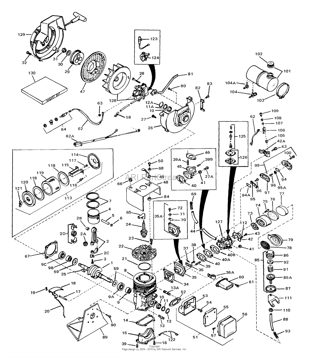 Tecumseh 1400-1485A Parts Diagram for Engine Parts List