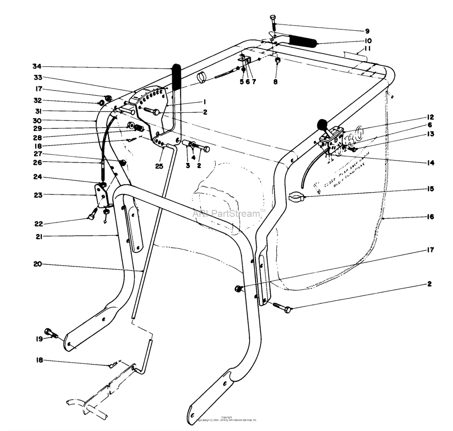 Toro Professional 62923 5 Hp Lawn Vacuum 1984 Sn 4000001 4999999 Parts Diagram For Controls 4576