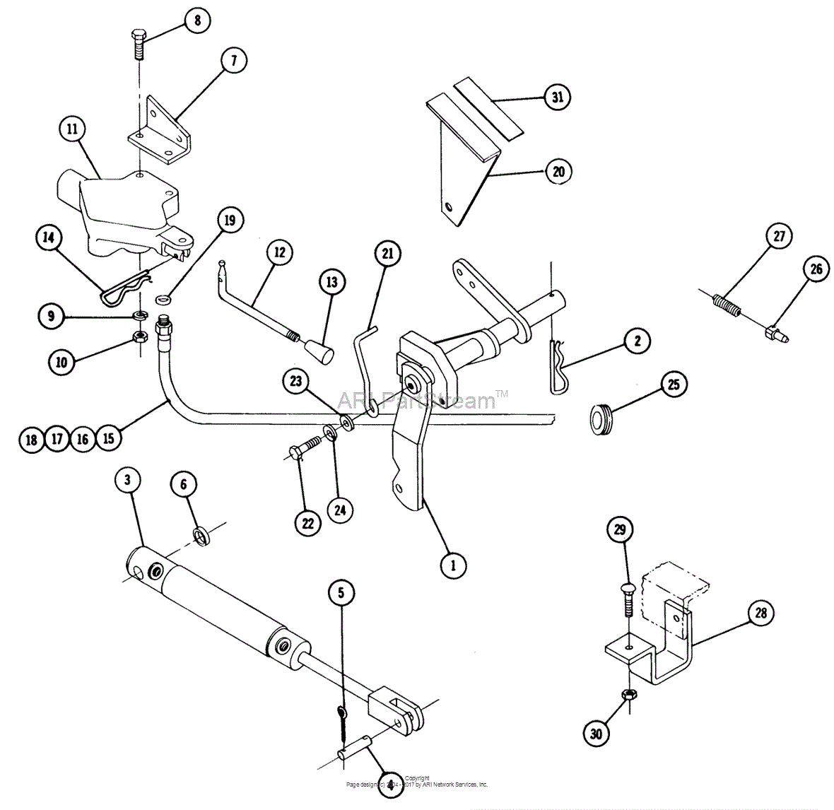Toro 84111, Hydraulic Lift, 1970 Parts Diagram for PARTS LIST