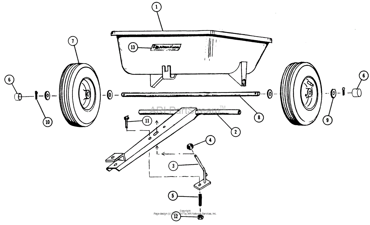 Toro 72211, 2Wheel Cart, 1972 Parts Diagram for PARTS LISTDUMP