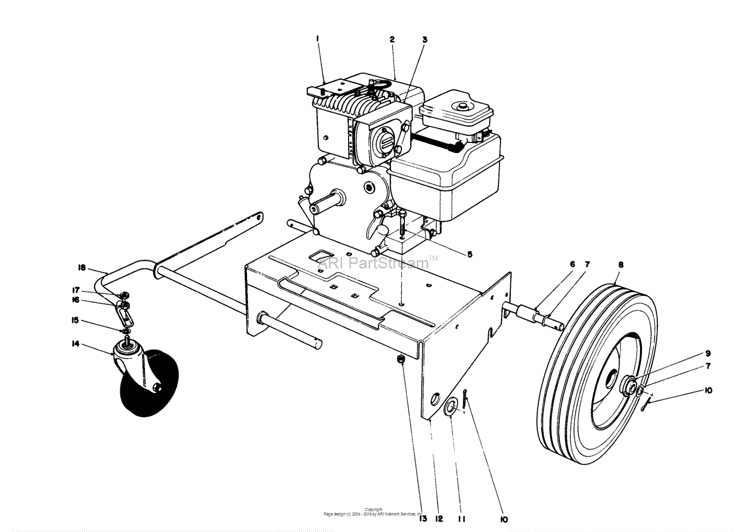 Toro 62923 5 Hp Lawn Vacuum 1981 Sn 1000001 1999999 Parts Diagram For Engine And Base 8261