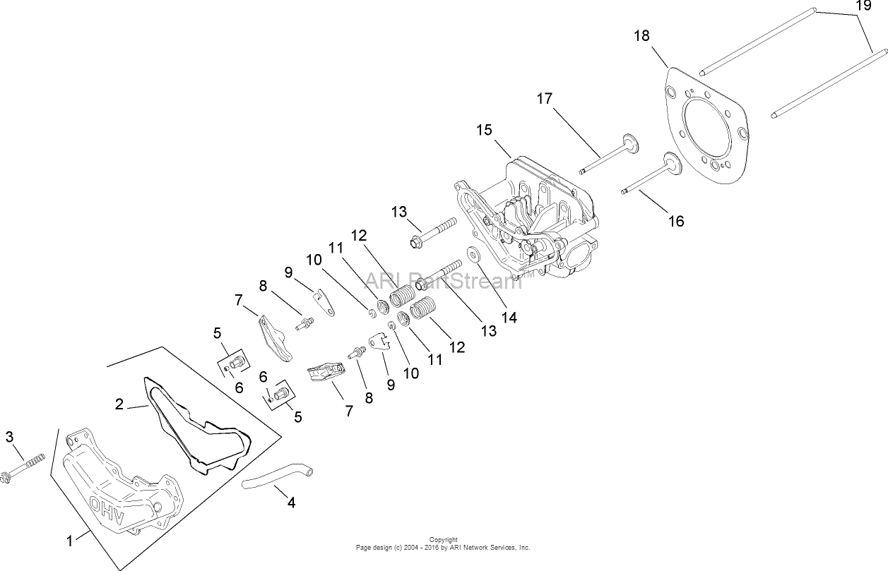 Toro 13AX60RH744 LX460 Lawn Tractor 2006 SN 1A056B50000 Parts Diagram For HEAD VALVE AND