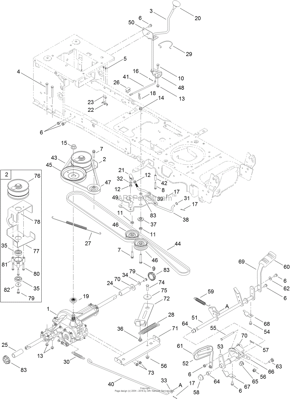 Toro 13ax90rs848 Lx423 Lawn Tractor 2012 Sn 1 1 Parts Diagram For Transmission Belt And Drive Assembly