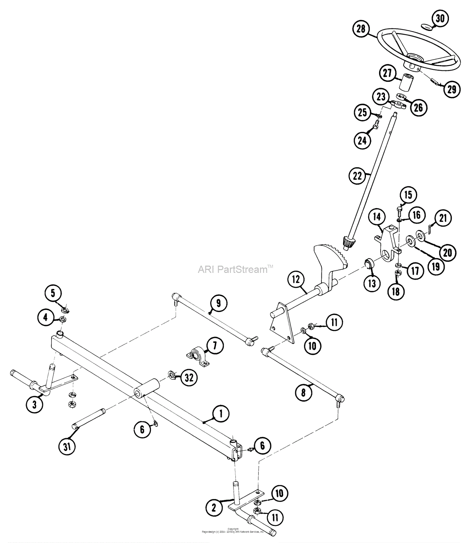 Toro 1-0720, B-145 Elec-Trak, 1976 Parts Diagram for FRONT AXLE AND ...