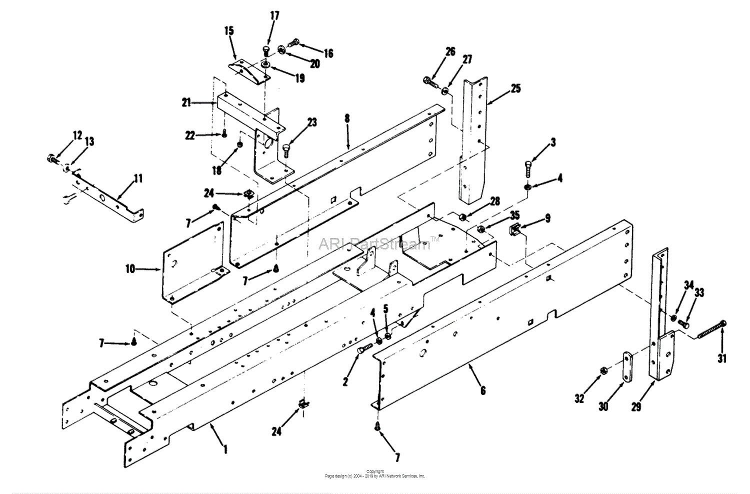 Toro 71-20KS01, D-200 Automatic Tractor, 1977 Parts Diagram for FRAME